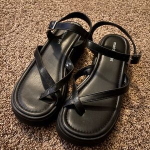 Madden Girl Black Sandals with Ankle Strap